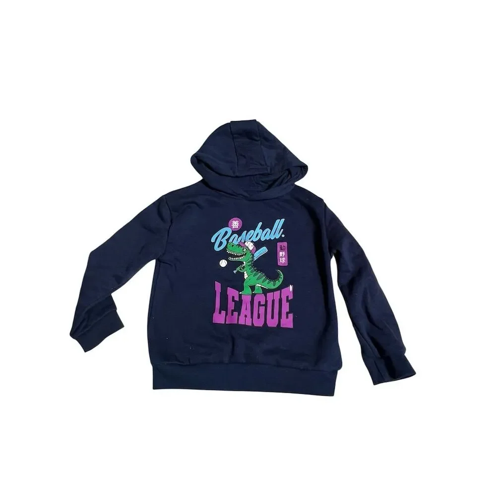 Primark Boys Dinosaur Baseball League Hoodie Blue Size 5-6 Casual